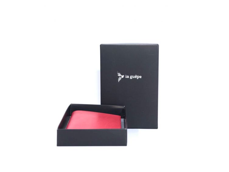 Portefeuille luxe en cuir couleur rouge - 13 cm - C1110