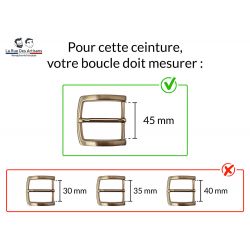 Ceinture sans boucle cuir bleu marine - 45 mm - 1004