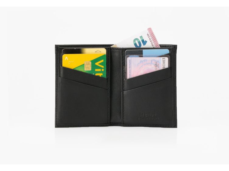 Porte-cartes "Luxe" tout cuir noir 8 Cartes - PM-018-01 