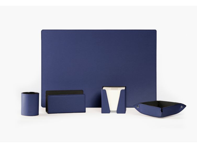 Coffret de bureau en cuir bleu SM 5034 + PC+VP+CB+PL + coffret
