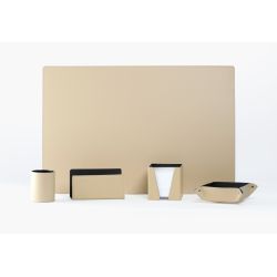 Coffret set bureau cuir extra-confort 60cm beige
