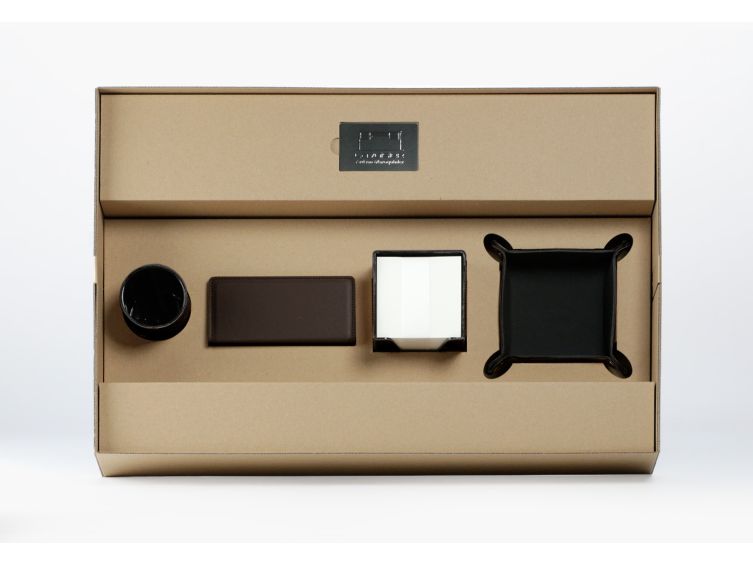 Coffret set bureau cuir extra-confort 60cm marron foncé