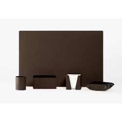 Coffret set bureau cuir extra-confort 60cm marron foncé