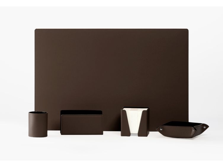 Coffret set bureau cuir extra-confort 60cm marron foncé