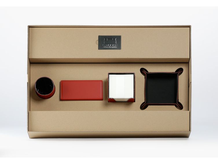 Coffret set bureau cuir extra-confort 60cm rouge