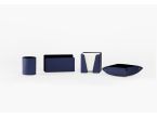 Coffret accessoires bureau cuir bleu