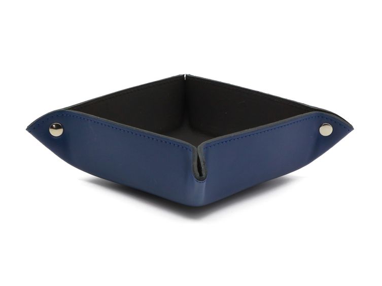 Coffret accessoires bureau cuir bleu
