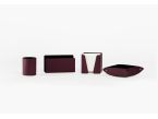 Coffret accessoires bureau cuir bordeaux