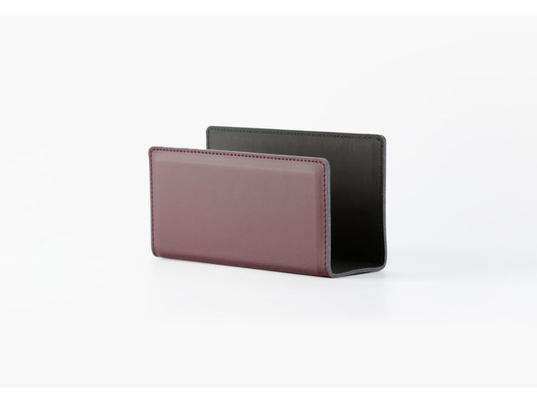 Coffret accessoires bureau cuir bordeaux