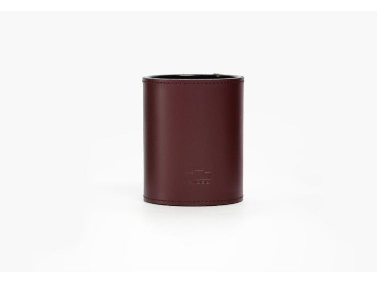 Coffret accessoires bureau cuir bordeaux