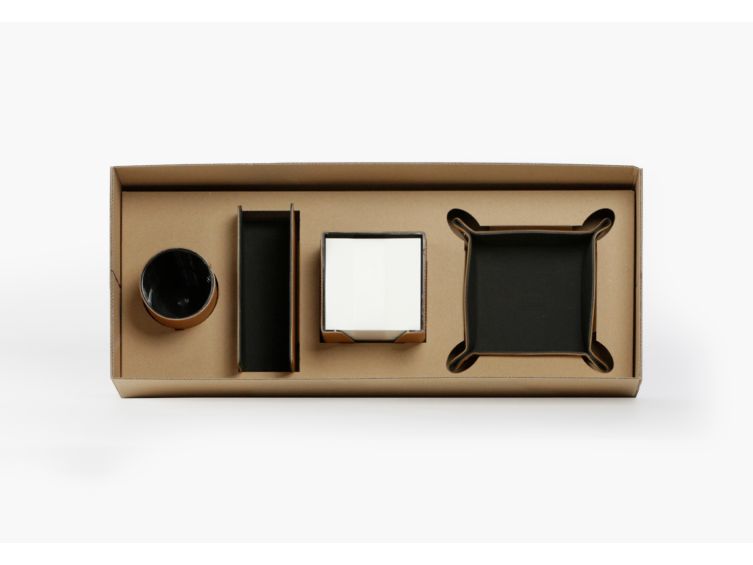 Coffret accessoires bureau cuir gold
