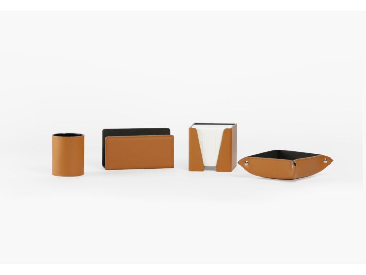 Coffret accessoires bureau cuir gold