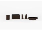 Coffret accessoires bureau cuir marron foncé