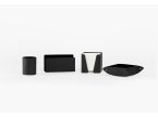 Coffret accessoires bureau cuir noir