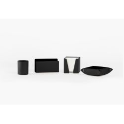 Coffret accessoires bureau cuir noir