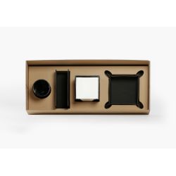Coffret accessoires bureau cuir noir