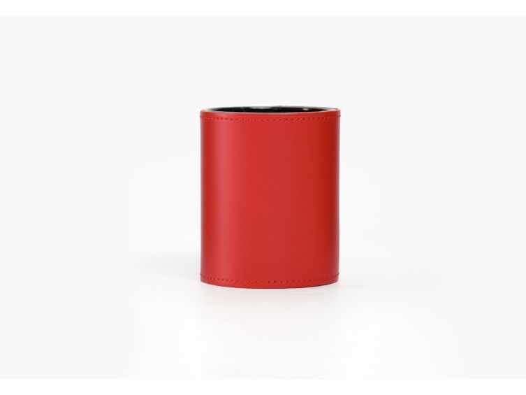 Coffret accessoires bureau cuir rouge