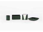 Coffret accessoires bureau cuir vert