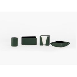Coffret accessoires bureau cuir vert