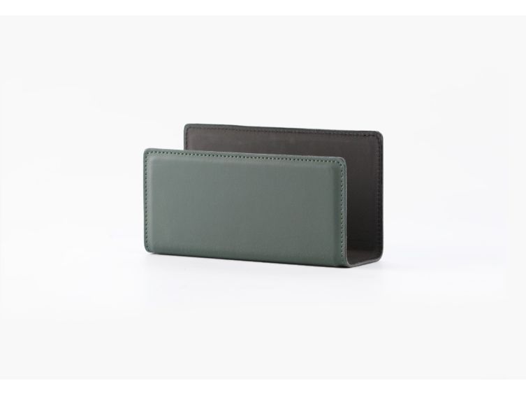 Coffret accessoires bureau cuir vert