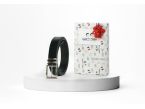 Coffret 1 ceinture casual ajustable noir avec boucle à pince