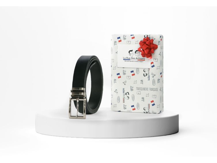 Coffret 1 ceinture casual ajustable noir avec boucle à pince