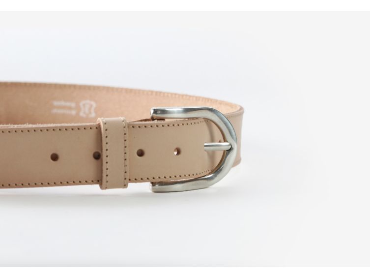 Ceinture cuir nude, boucle fer à cheval - 8029