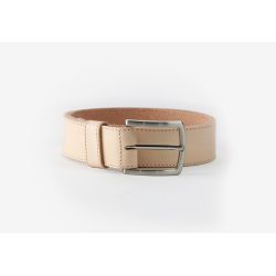 Ceinture cuir nude, boucle aux belles lignes courbes - 8065