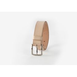 Ceinture cuir nude, boucle aux belles lignes courbes - 8065