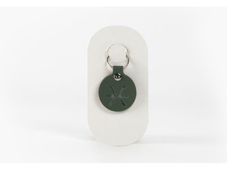 Porte-clé en cuir Rond - Signe Zodiaque -