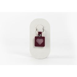 Porte-clé en cuir Carré Coeur - 03-022-01