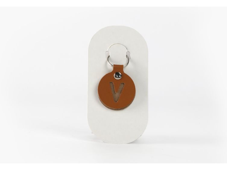 Porte-clé en cuir Rond - Alphabet -