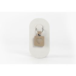 Porte-clé en cuir Carré Coeur - 03-022-01