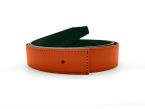Ceinture cuir réversible 30mm compatible boucle Hermes, orange lisse et vert grainé - 5002