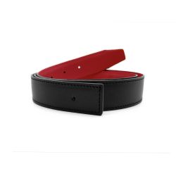 Ceinture cuir réversible 30mm compatible boucle Hermes, noir lisse et rouge grainé - 5002