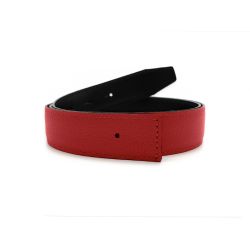 Ceinture cuir réversible 30mm compatible boucle Hermes, noir lisse et rouge grainé - 5002