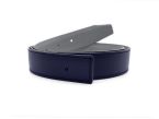 Ceinture cuir réversible 30mm compatible boucle Hermes, marine lisse et gris grainé - 5002
