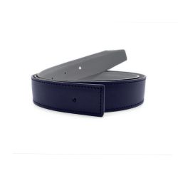 Ceinture cuir réversible 35mm compatible boucle Hermes, marine lisse et gris grainé - 5003