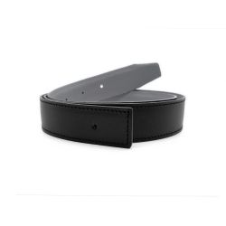 Ceinture cuir réversible 35mm compatible boucle Hermes, noir lisse et gris grainé - 5003