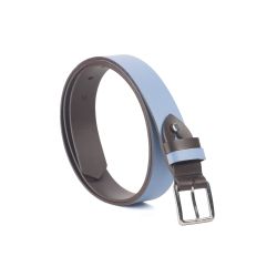 Ceinture cuir reverso marron foncé / ciel - 11100