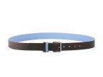 Ceinture cuir reverso marron foncé / ciel - 11100