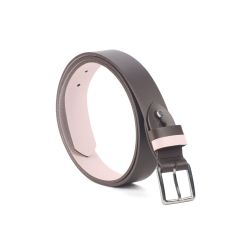 Ceinture cuir reverso marron foncé / rose - 11100