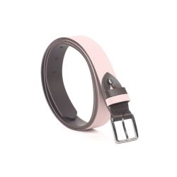 Ceinture cuir reverso marron foncé / rose - 11100