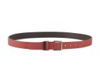 Ceinture cuir reverso marron foncé / rouge - 11100