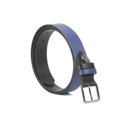 Ceinture cuir reverso noir / bleu - 11100