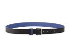 Ceinture cuir reverso noir / bleu - 11100