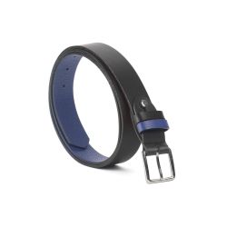 Ceinture cuir reverso noir / bleu - 11100