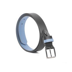 Ceinture cuir reverso noir / ciel - 11100