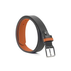 Ceinture cuir reverso noir / orange - 11100
