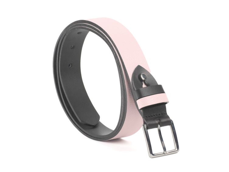 Ceinture cuir reverso noir / rose - 11100
